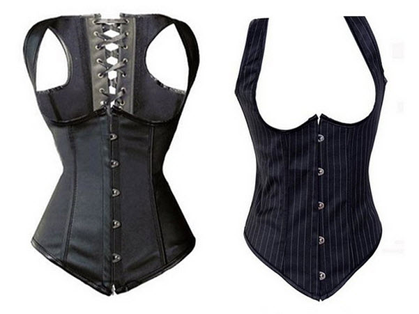 Black underbust corset with straps - b