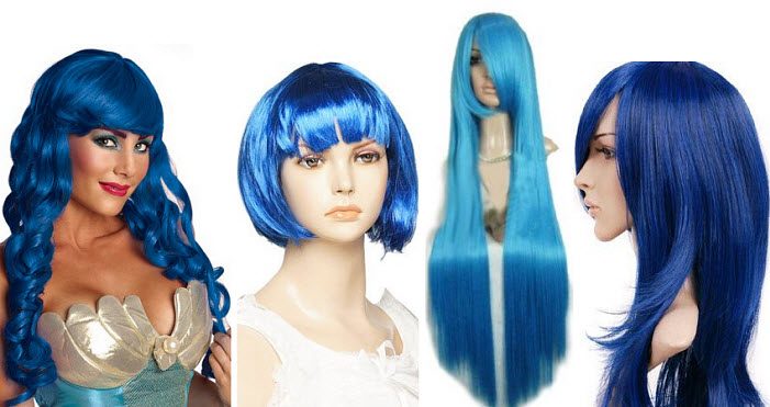 Blue costume wig