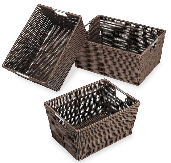 Wicker storage basket set