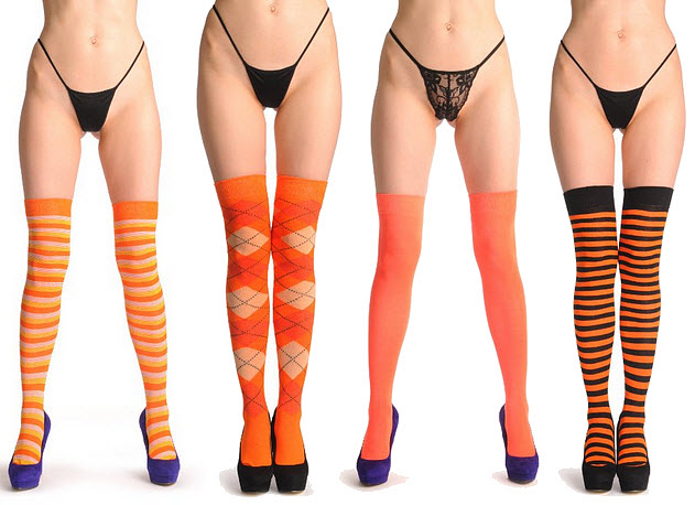 Orange over-the-knee socks
